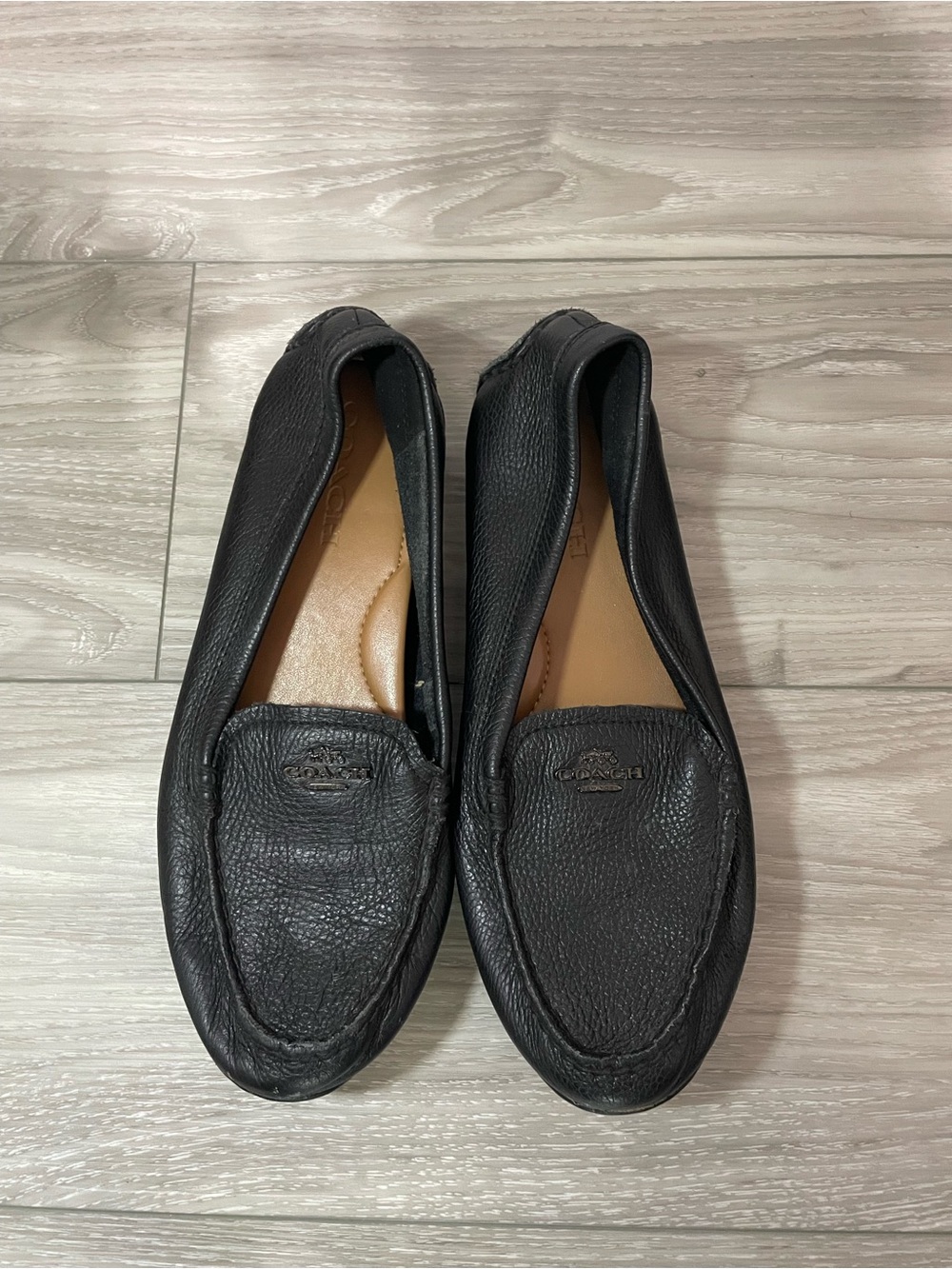 Coach Womens Size 8.5B Marley Leather Driving Loafer Black Slip On